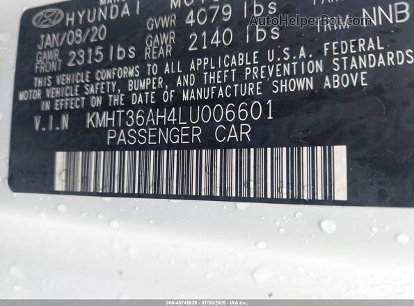 KMHT36AH4LU006601 2020 HYUNDAI VELOSTER N White Widok komory silnika
