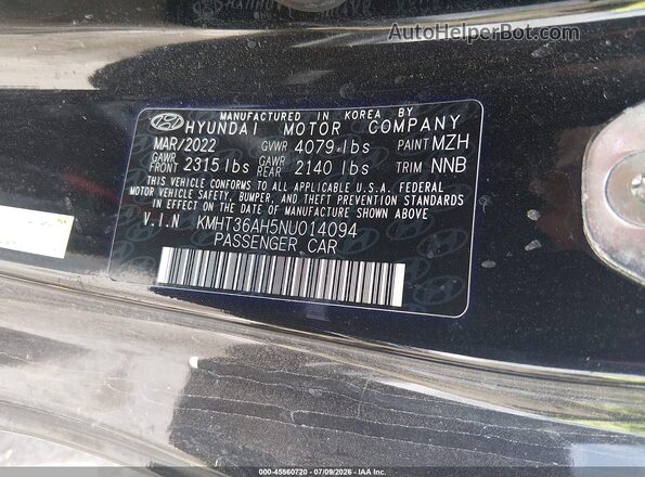 KMHT36AH5NU014094 2022 HYUNDAI VELOSTER N Черный Вид подкапотного пространства