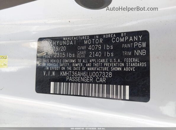 KMHT36AH6LU007328 2020 HYUNDAI VELOSTER N White Շարժիչի բաժամունքի տեսք