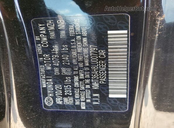 KMHT36AH8LU007797 2020 HYUNDAI VELOSTER Black ძრავის განყოფილების ხედი
