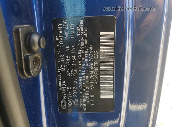 KMHTC6AD4GU282490 2016 HYUNDAI VELOSTER Blue ძრავის განყოფილების ხედი