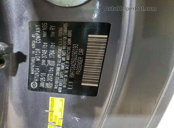 KMHTC6AD5GU290193 2016 HYUNDAI VELOSTER Gray Vista del compartimento del motor