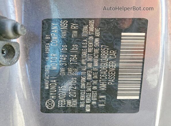 KMHTC6AD6GU248857 2016 HYUNDAI VELOSTER Gray Вид підкапотного простору