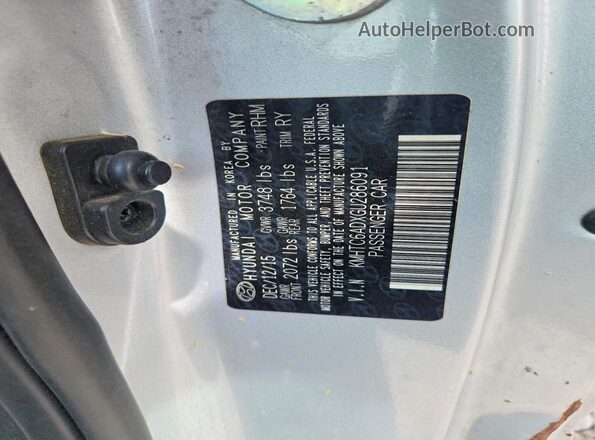 KMHTC6ADXGU286091 2016 HYUNDAI VELOSTER Silver ძრავის განყოფილების ხედი