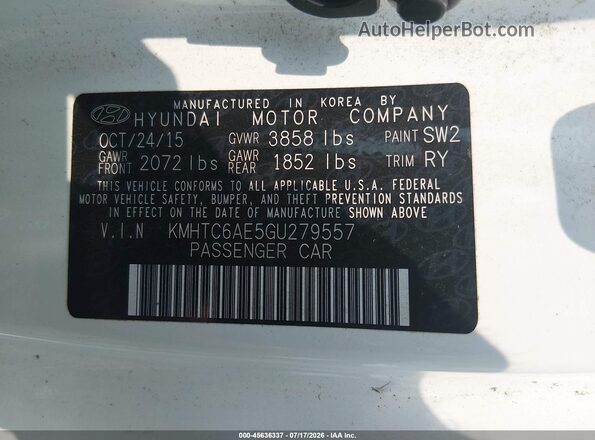 KMHTC6AE5GU279557 2016 HYUNDAI VELOSTER White ძრავის განყოფილების ხედი