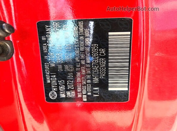 KMHTC6AE7GU260959 2016 HYUNDAI VELOSTER Red Engine compartment view