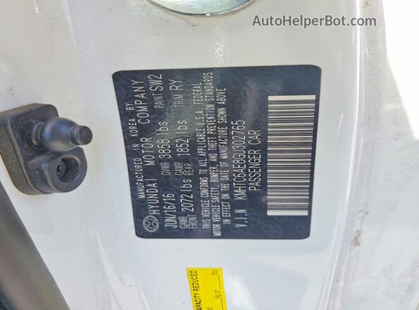 KMHTC6AE8GU302765 2016 HYUNDAI VELOSTER White Вид підкапотного простору