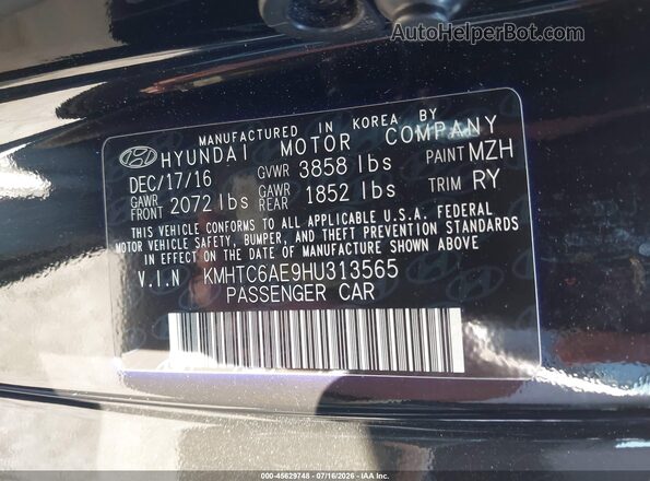 KMHTC6AE9HU313565 2017 HYUNDAI VELOSTER Black Engine compartment view