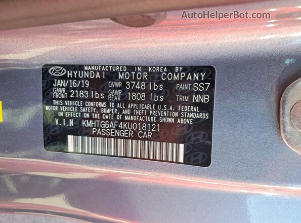 KMHTG6AF4KU018121 2019 HYUNDAI VELOSTER Silver Widok komory silnika