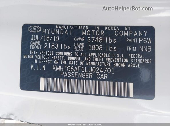 KMHTG6AF6LU024701 2020 HYUNDAI VELOSTER White Engine compartment view