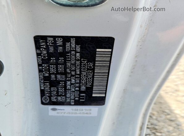 KMHTH6AB5MU032347 2021 HYUNDAI VELOSTER White VIN sticker view