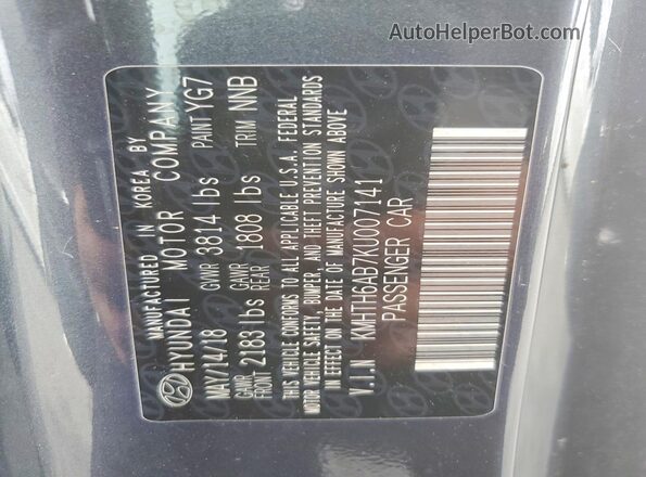 KMHTH6AB7KU007141 2019 HYUNDAI VELOSTER Gray Widok komory silnika