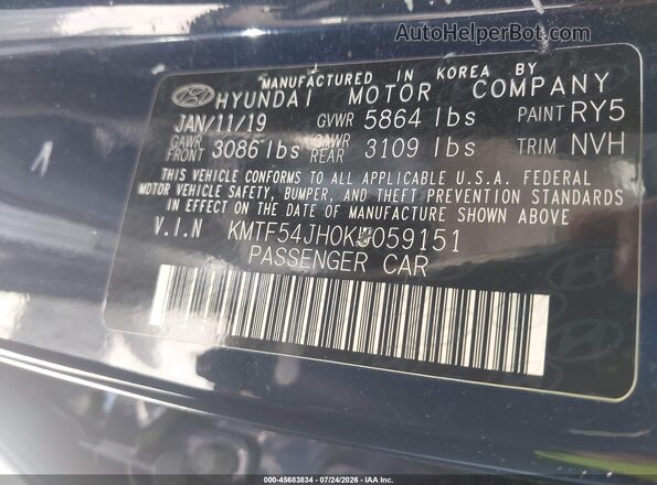 KMTF54JH0KU059151 2019 GENESIS G90 Blue Vista del compartimento del motor