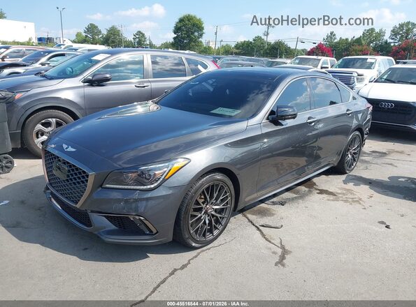 KMTFN4JBXKU306798 2019 GENESIS G80 Gray Առջևի ձախ երեք քառորդ տեսարան