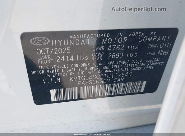 KMTG14SC2TU167646 2026 GENESIS G70 White ძრავის განყოფილების ხედი
