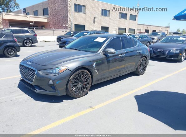 KMTG34LE0KU034716 2019 GENESIS G70 Gray წინა მარცხენა ხედი სამი მეოთხედიდან