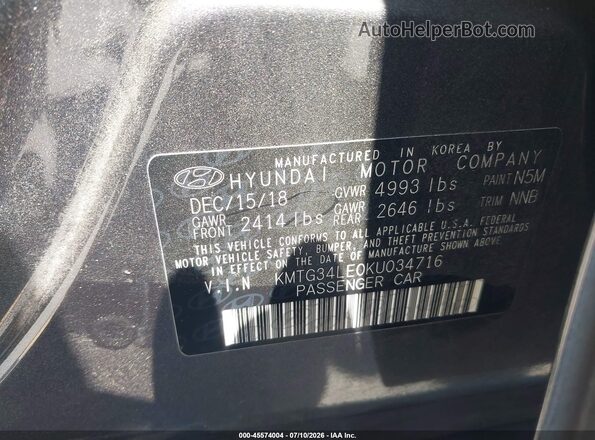 KMTG34LE0KU034716 2019 GENESIS G70 Gray ძრავის განყოფილების ხედი