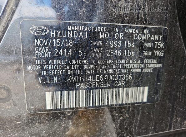 KMTG34LE6KU031366 2019 GENESIS G70 Charcoal ძრავის განყოფილების ხედი