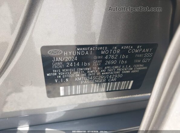 KMTG34SC2RU142930 2024 GENESIS G70 Gray Շարժիչի բաժամունքի տեսք
