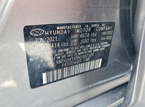 KMTG34TA5NU087171 2022 GENESIS G70 Gray Widok komory silnika