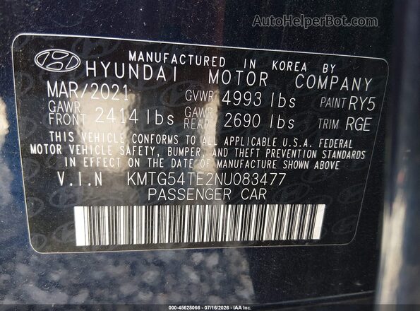 KMTG54TE2NU083477 2022 GENESIS G70 Dark Blue Vista del compartimento del motor