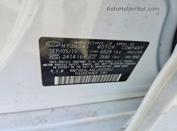 KMTG64LA4LU055851 2020 GENESIS G70 White Շարժիչի բաժամունքի տեսք