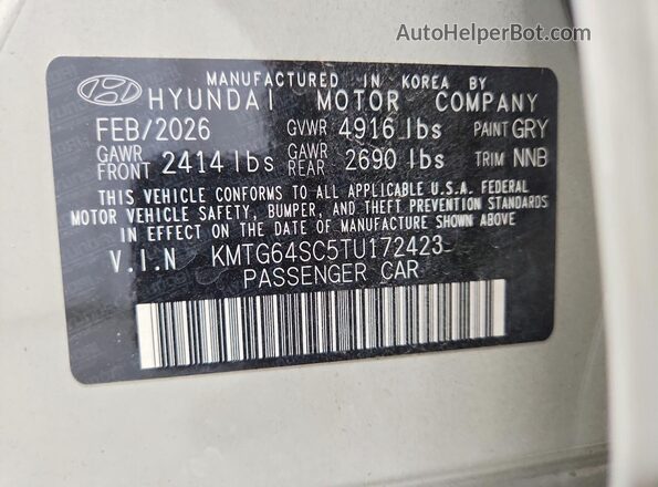 KMTG64SC5TU172423 2026 GENESIS G70 Beige VIN կոդի պիտակի տեսք