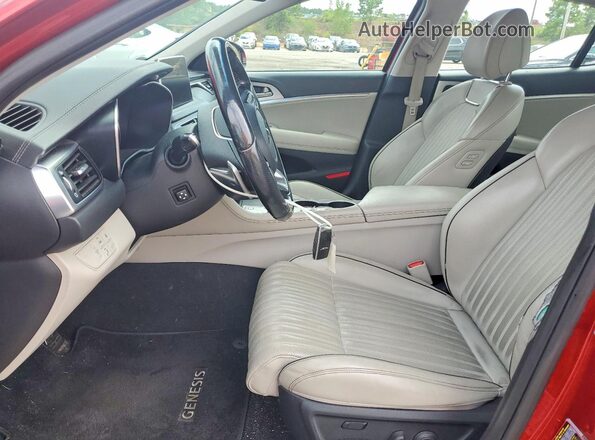 KMTG74LEXKU017524 2019 GENESIS G70 Burgundy Вид салону спереду