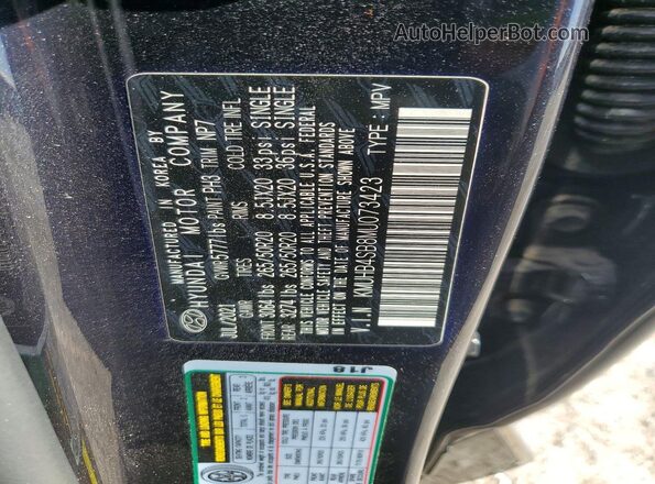 KMUHB4SB8MU073423 2021 GENESIS GV80 Black VIN კოდის სტიკერის ხედი