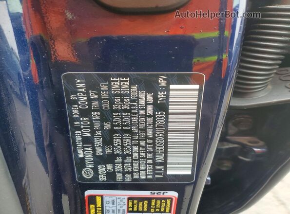 KMUHBDSBXRU178035 2024 GENESIS GV80 Blue Widok naklejki z numerem VIN