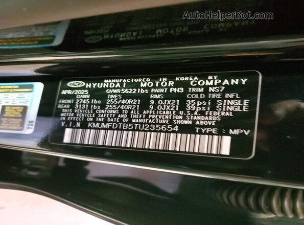 KMUMFDTB5TU235654 2026 GENESIS GV70 Black Widok wnętrza 360 stopni