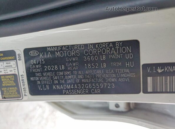 KNADM4A32G6559723 2016 KIA RIO White Vista del compartimento del motor