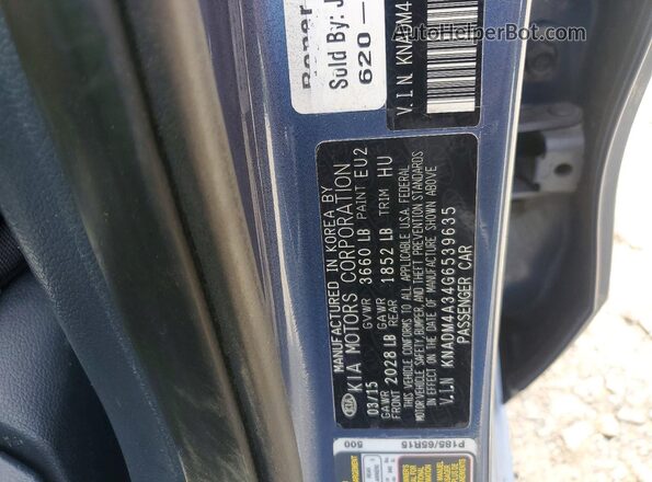 KNADM4A34G6539635 2016 KIA RIO Blue Widok komory silnika