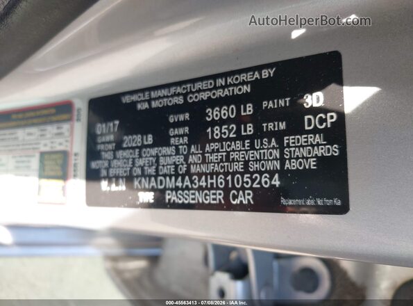 KNADM4A34H6105264 2017 KIA RIO Gray Engine compartment view