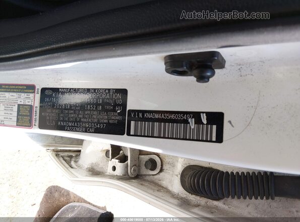 KNADM4A35H6035497 2017 KIA RIO White Շարժիչի բաժամունքի տեսք