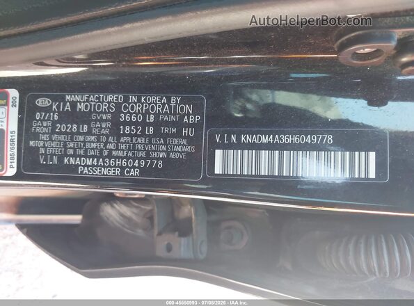 KNADM4A36H6049778 2017 KIA RIO Black Vista del compartimento del motor