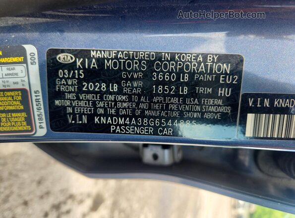 KNADM4A38G6544885 2016 KIA RIO Blue Widok komory silnika