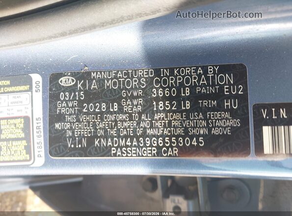 KNADM4A39G6553045 2016 KIA RIO Blue Вид підкапотного простору