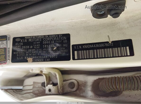 KNADN4A36G6676072 2016 KIA RIO White Շարժիչի բաժամունքի տեսք