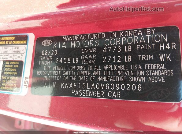 KNAE15LA0M6090206 2021 KIA STINGER Red Widok komory silnika