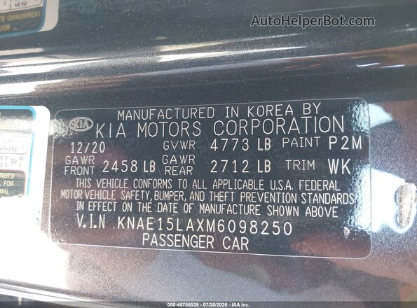 KNAE15LAXM6098250 2021 KIA STINGER Gray Vista del compartimento del motor