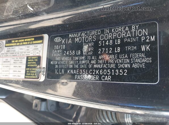 KNAE35LC2K6051352 2019 KIA STINGER Gray Vista del compartimento del motor