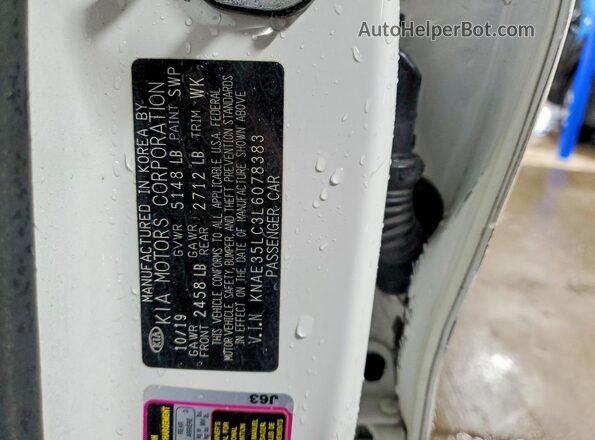 KNAE35LC3L6078383 2020 KIA STINGER White Շարժիչի բաժամունքի տեսք