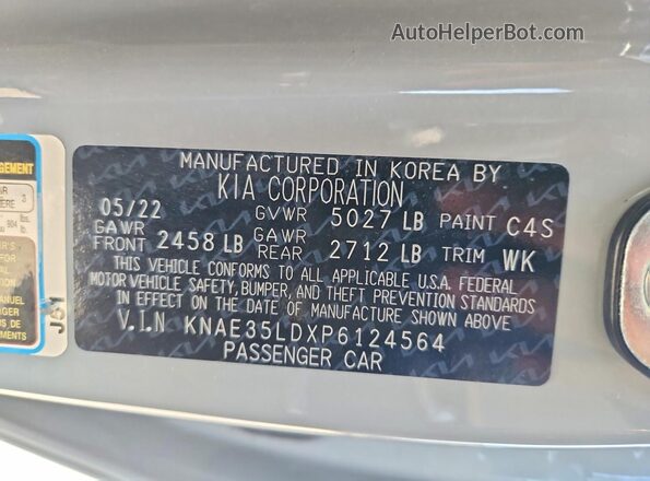 KNAE35LDXP6124564 2023 KIA STINGER Green Vista de la etiqueta del VIN