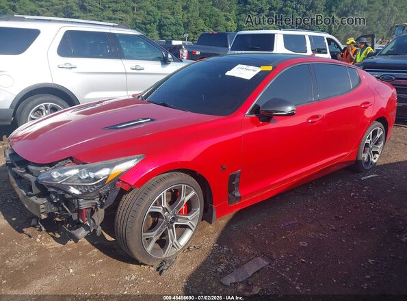 KNAE45LC7J6033358 2018 KIA STINGER Red წინა მარცხენა ხედი სამი მეოთხედიდან