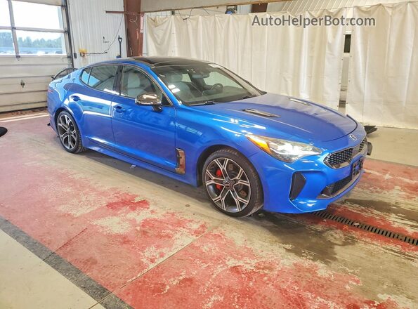 KNAE55LC0J6028709 2018 KIA STINGER Blue წინა მარჯვენა