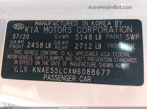 KNAE55LCXM6088677 2021 KIA STINGER Белый Вид подкапотного пространства