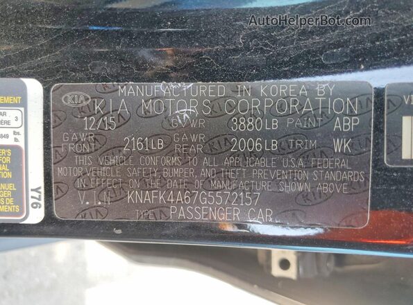 KNAFK4A67G5572157 2016 KIA FORTE Black Շարժիչի բաժամունքի տեսք