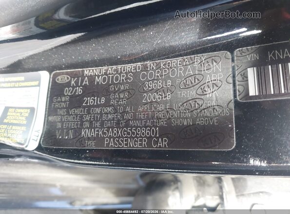 KNAFK5A8XG5598601 2016 KIA FORTE Black Vista del compartimento del motor