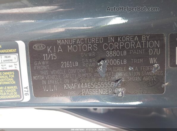 KNAFX4A65G5555679 2016 KIA FORTE Gray Вид підкапотного простору